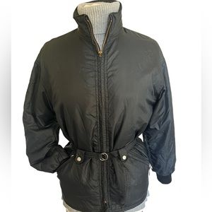 Bogner ski jacket vintage 1980s lightweight front zip with hidden hood and belt